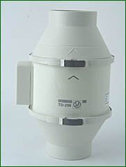S&P Rohrventilator TD 250/100, halbradial, 250 m³/h, 100 mm,  ABS-Kunststoff