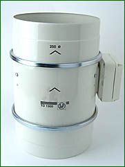 S&P Rohrventilator TD 1300/250, halbradial, 1300 m³/h, für 250 mm Rohr, ABS-Kun