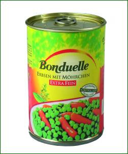 Dosensafe, Motiv Bonduelle Erbsen mit Möhrchen, mit integriertem Versteck, H =