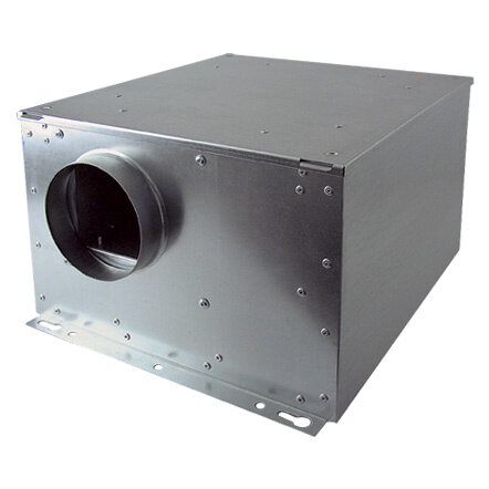Iso-Box 125, 360 m³/h, 96 W, für 125 mm Rohr, 384 x 383 x 232 mm