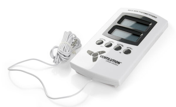 Ventilution Digitales Hygrometer-Thermometer, Speicherfunktion, 2 Messpunkte (für Temperatur)