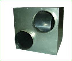 Lüfterkiste, Metall, schallgedämmt mit eingebautem Schneckenhaus-Ventilator, 25
