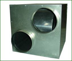 Lüfterkiste, Metall, schallgedämmt mit eingebautem Schneckenhaus-Ventilator, 30