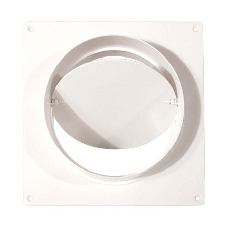 Wanddurchführung mit Rückschlagklappe, L= 204 mm, ø 150 mm, Kunststoff, weiß