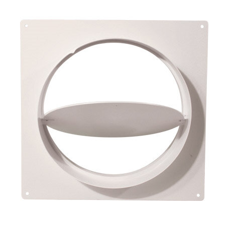 Ventilution Wanddurchführung mit Rückschlagklappe, L= 284 mm, ø 200 mm, Kunststoff, weiß
