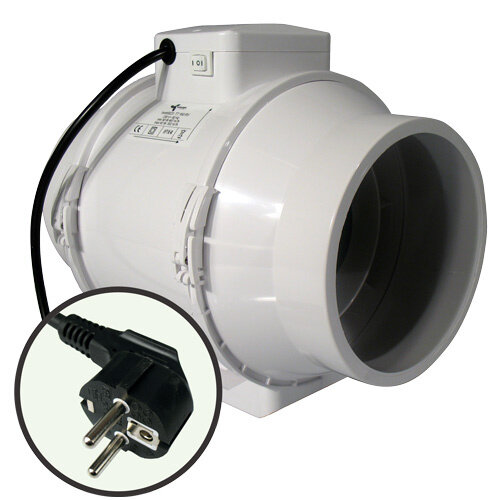 Ventilution Mixed In-Line, 467/552m³/h, 160mm, inkl. Netzkabel + IEC-Connector