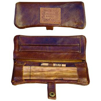 Original Kavatza Minitasche Glattleder braun, 155 x 120 mm