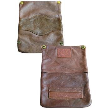 Original Kavatza Tabaktasche "Cowboy", Glattleder braun mit Applikation, 230 x