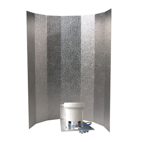 Stucco-Reflektor, groß, 50x50 cm, Bügel montiert mit Fassung + Lüsterklemme