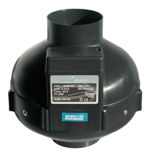 PK Rohrventilator 100, 280 m³/h, für 100 mm Rohr, Kunststoff, unverkabelt
