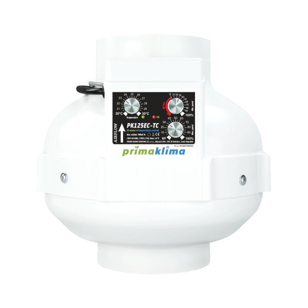 Prima Klima PK Rohrventilator 125EC-TC, 680 m³/h, ø 125 mm, Drehzahl- und Klimaregler