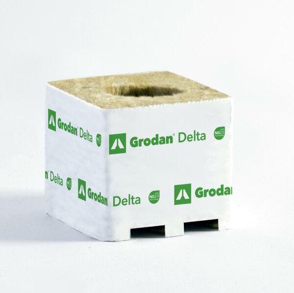 Grodan Delta, NG2.0, Kulturblock, 7,5 x 7,5 x 6,5 cm, großes Loch 40/40 (384 stk)