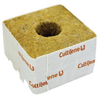 Cultilene 100 mm Steinwollwürfel, großes Loch...